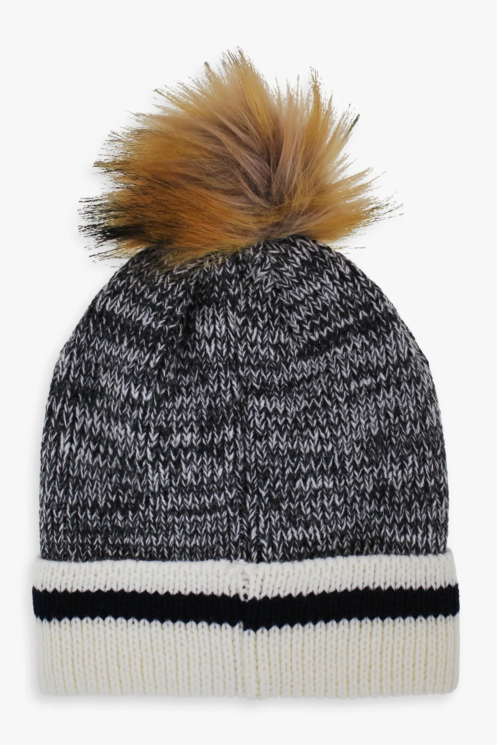 Adult Unisex Fleece Lined Toque With Faux Fur Pom