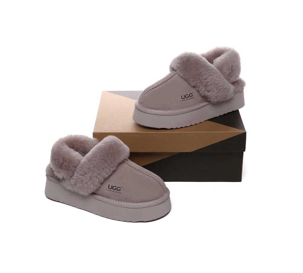 AUSTRALIAN SHEPHERD® 3-Way Style UGG Women Slippers Removable Wool Strap Slingback Platform Musa