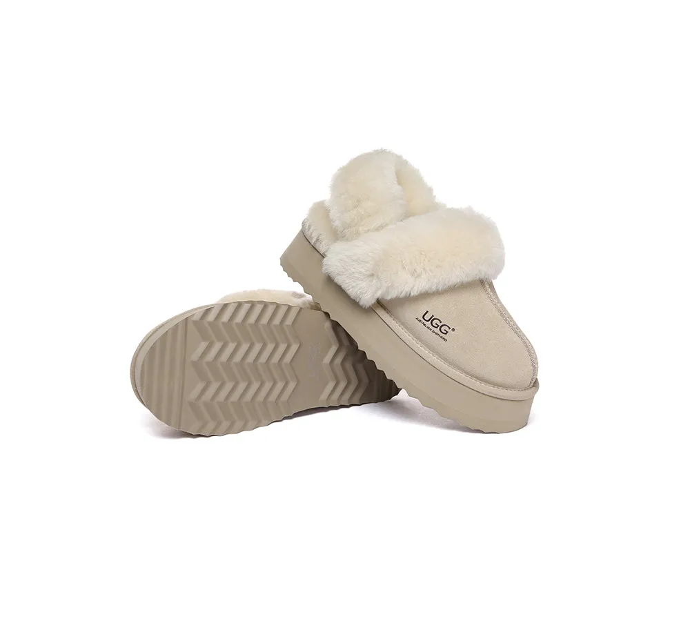 AUSTRALIAN SHEPHERD® 3-Way Style UGG Women Slippers Removable Wool Strap Slingback Platform Musa