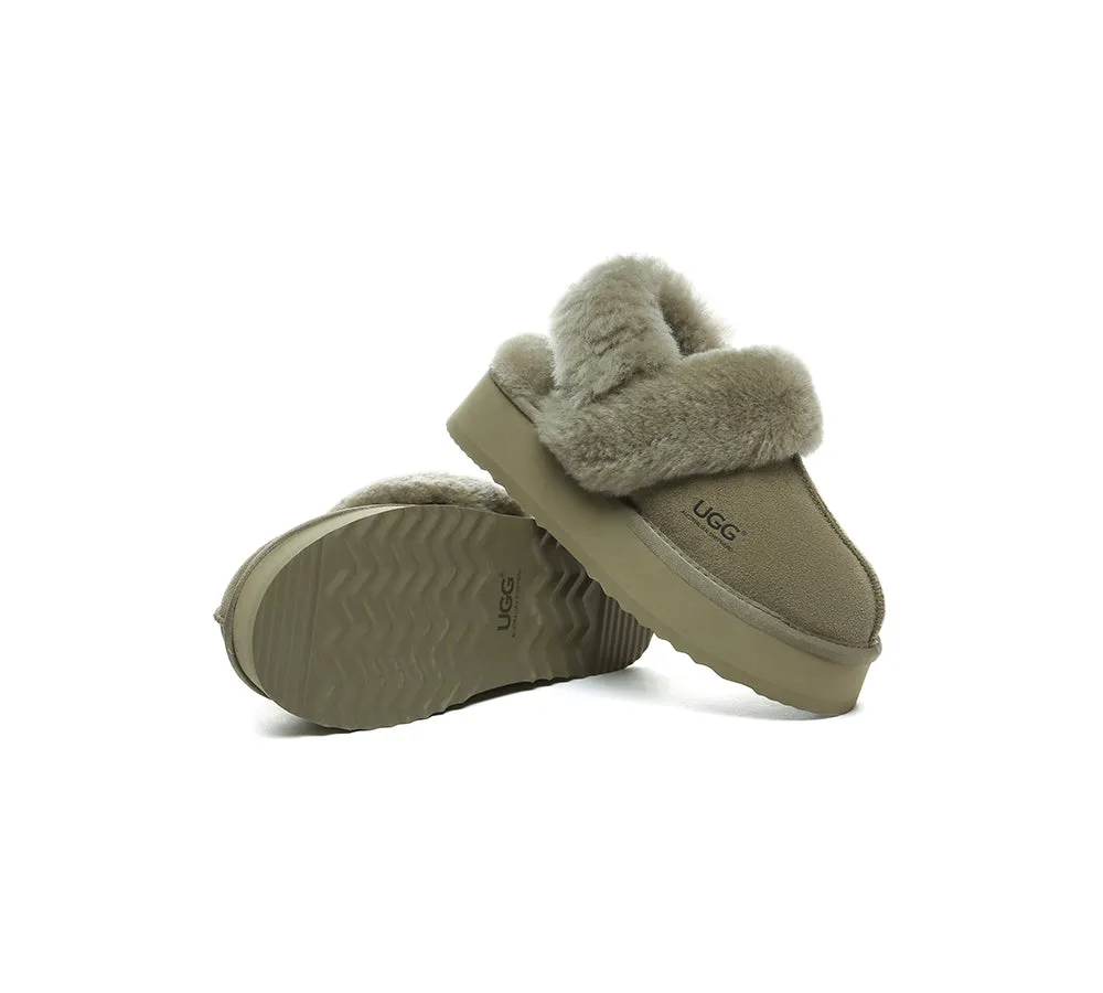 AUSTRALIAN SHEPHERD® 3-Way Style UGG Women Slippers Removable Wool Strap Slingback Platform Musa