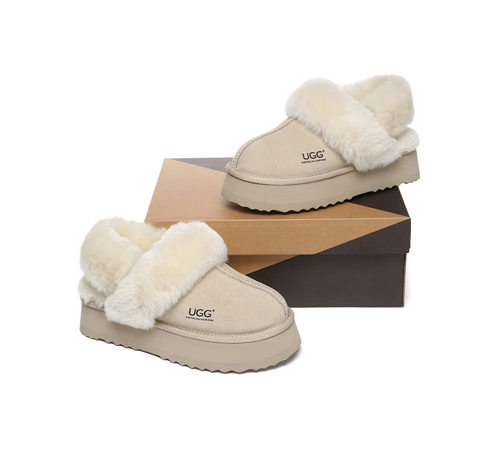 AUSTRALIAN SHEPHERD® 3-Way Style UGG Women Slippers Removable Wool Strap Slingback Platform Musa