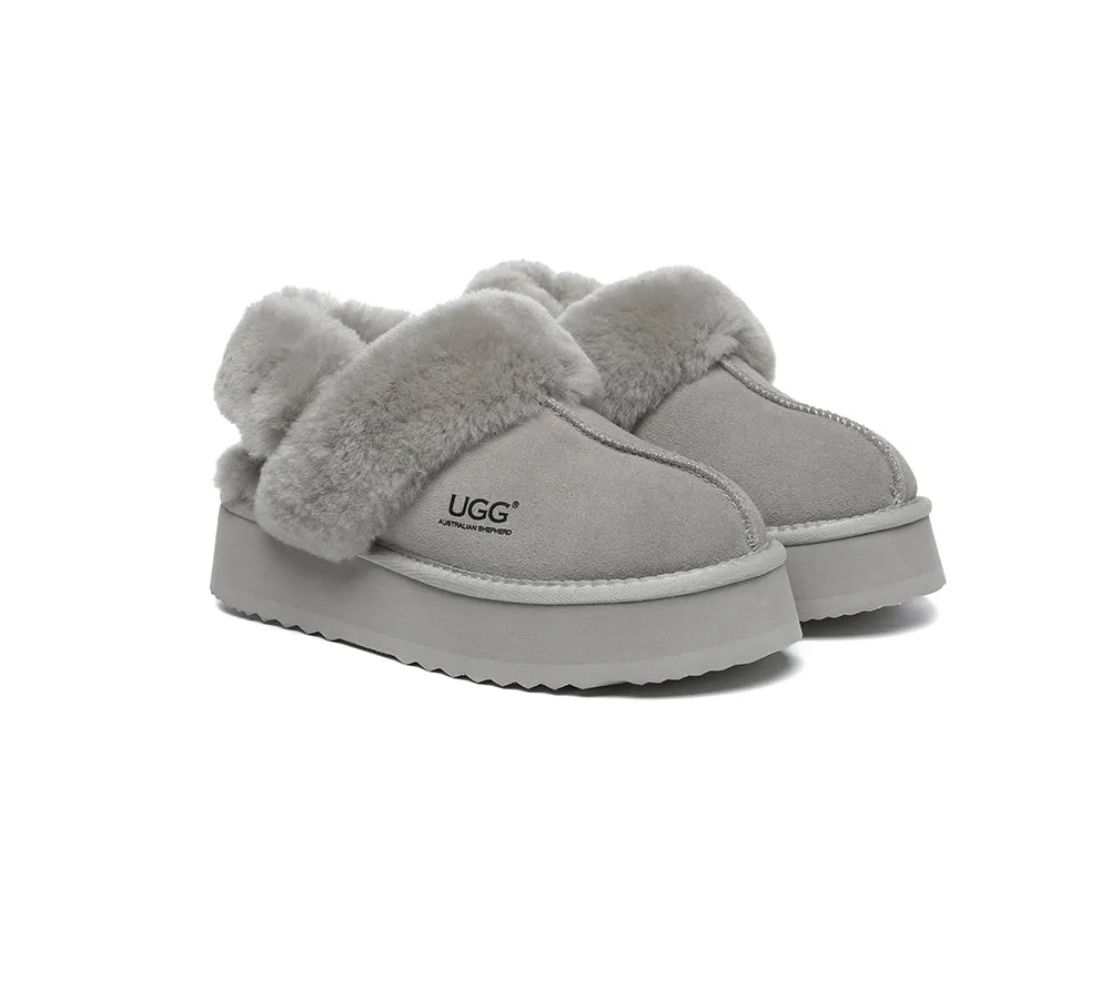 AUSTRALIAN SHEPHERD® 3-Way Style UGG Women Slippers Removable Wool Strap Slingback Platform Musa