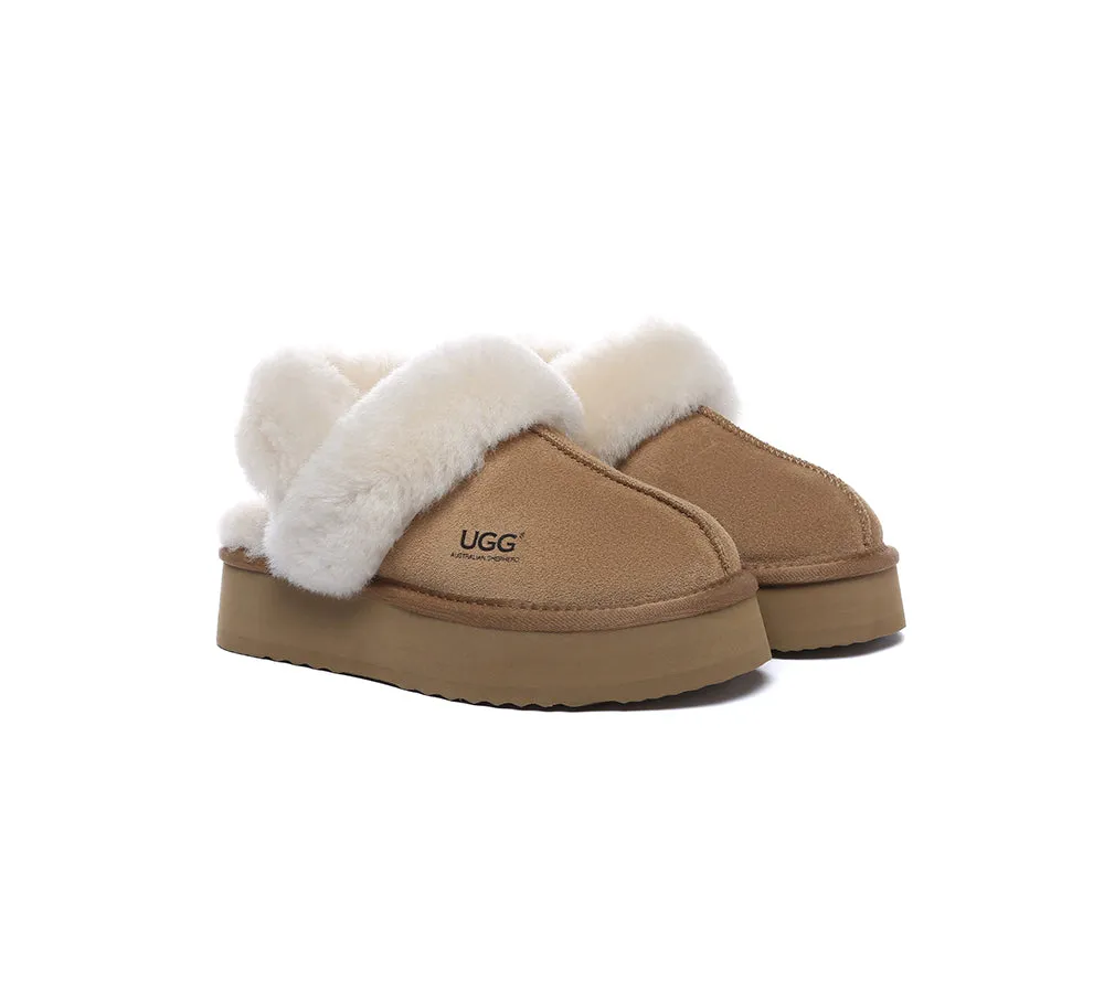 AUSTRALIAN SHEPHERD® 3-Way Style UGG Women Slippers Removable Wool Strap Slingback Platform Musa