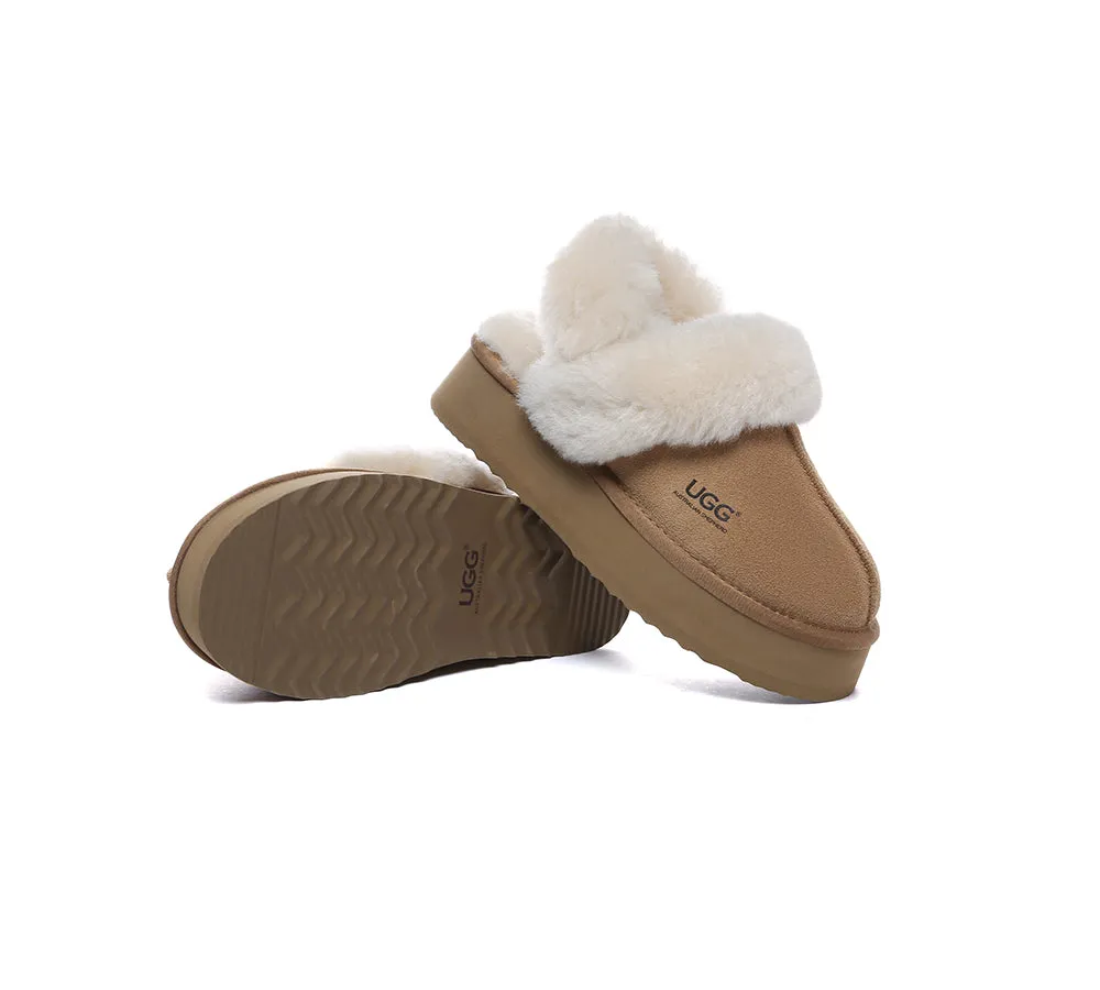 AUSTRALIAN SHEPHERD® 3-Way Style UGG Women Slippers Removable Wool Strap Slingback Platform Musa