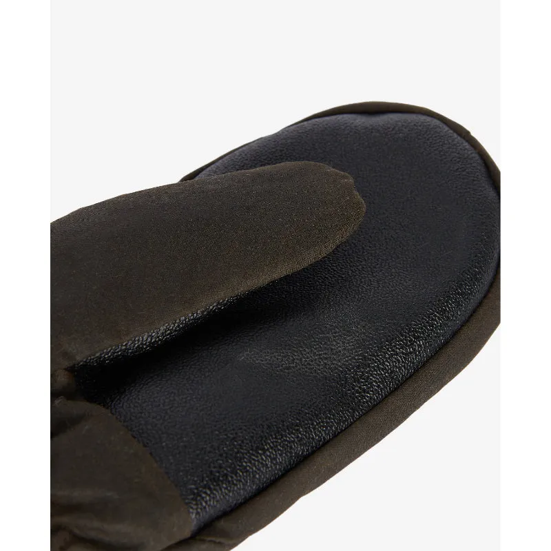 Barbour Wax Mittens with Fur Trim - Olive