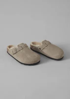 Birkenstock Boston Suede Shearling Clogs | Taupe