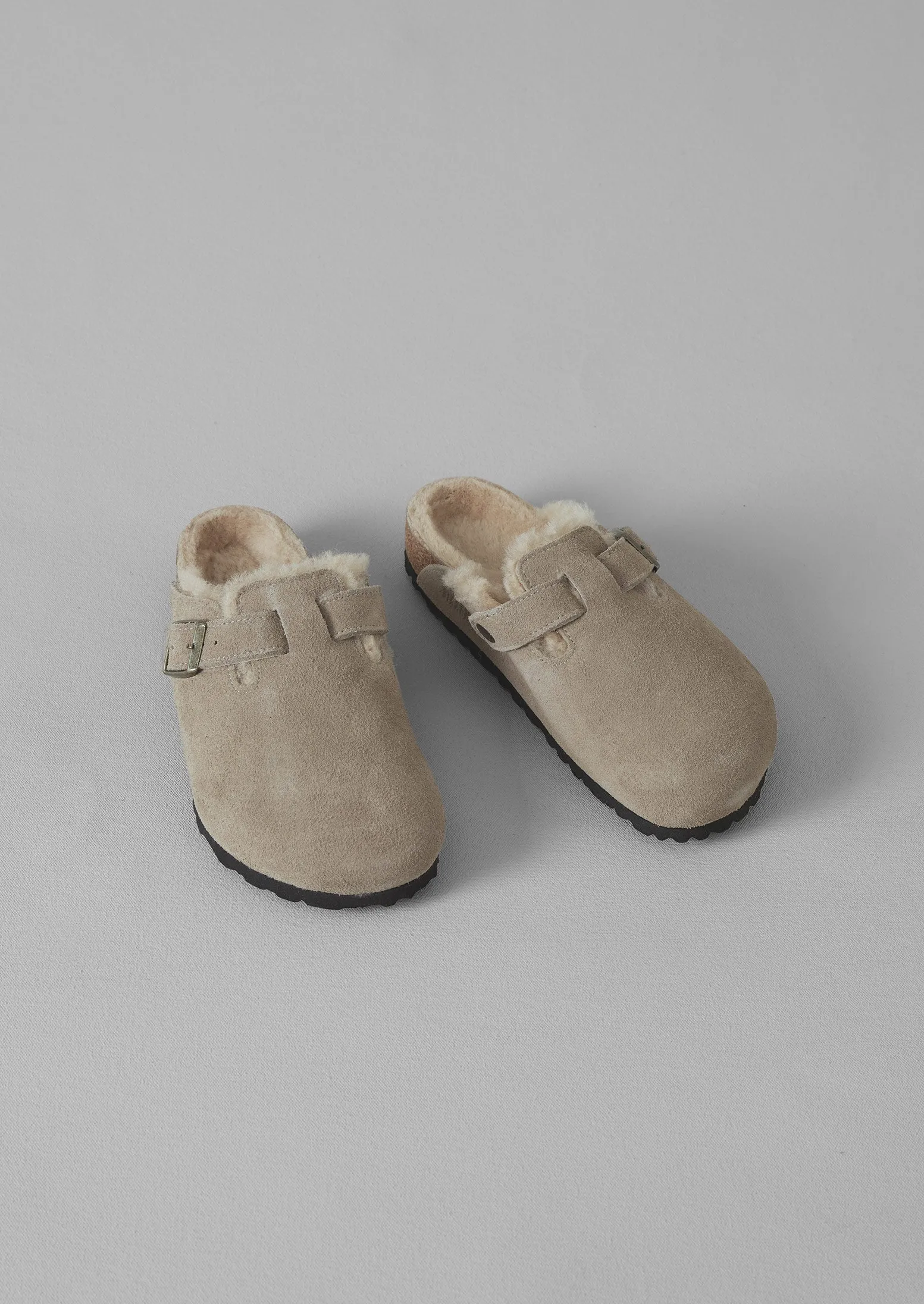 Birkenstock Boston Suede Shearling Clogs | Taupe