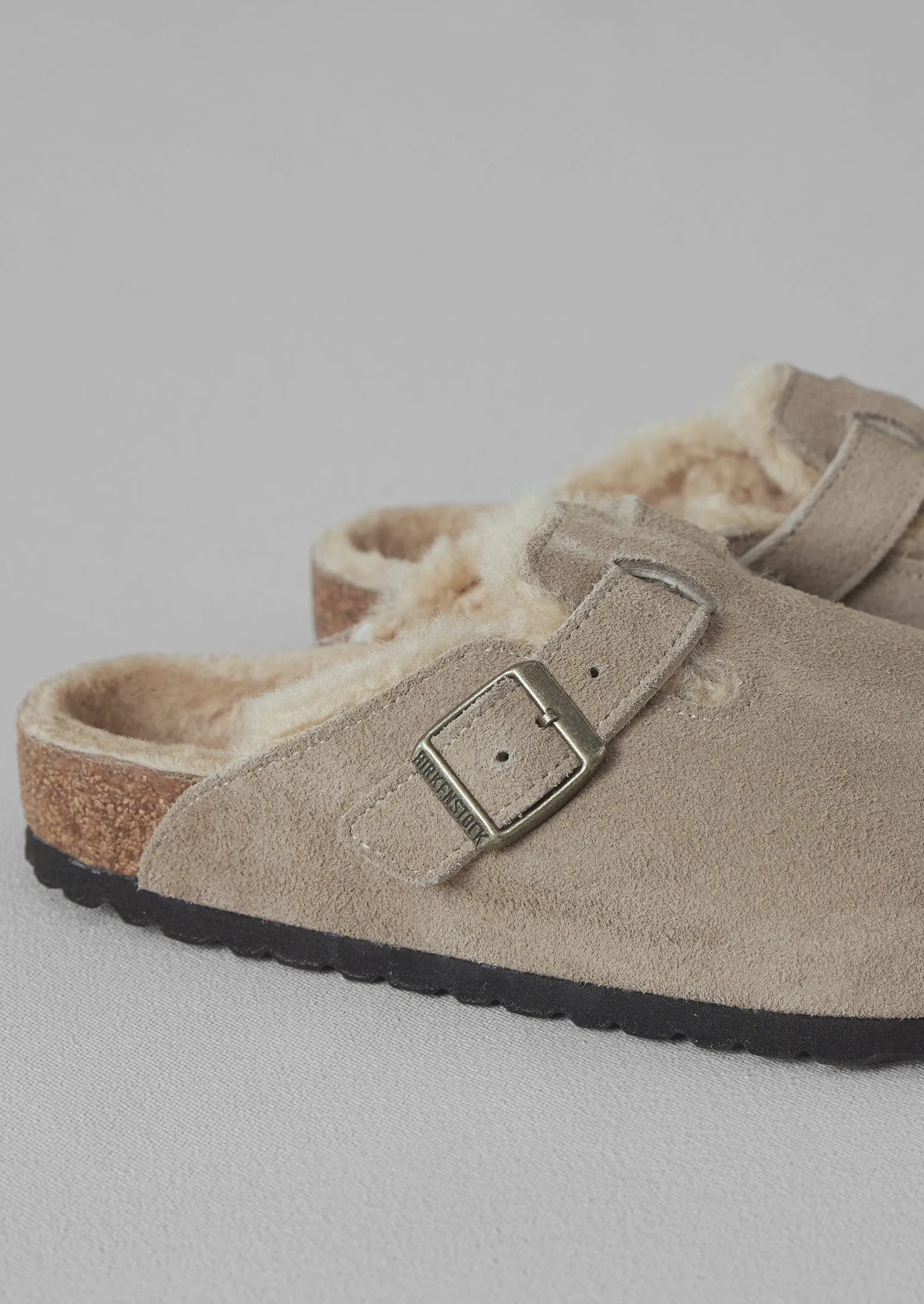 Birkenstock Boston Suede Shearling Clogs | Taupe