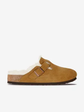 BIRKENSTOCK Boys Boston Shearling Suede Clogs in Brown