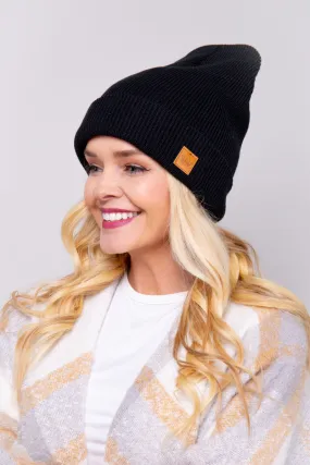 Black Cuffed Slouchy Beanie