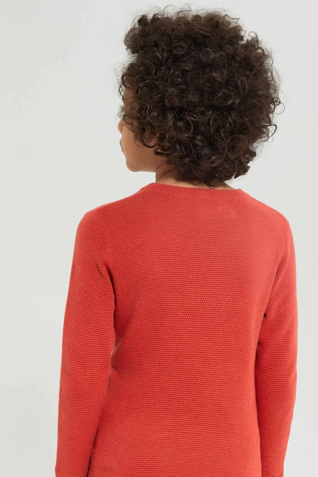 Boys Orange Knitted Jumper