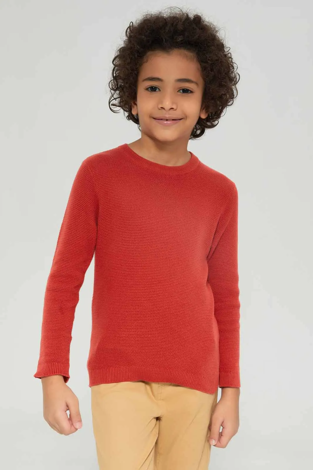 Boys Orange Knitted Jumper