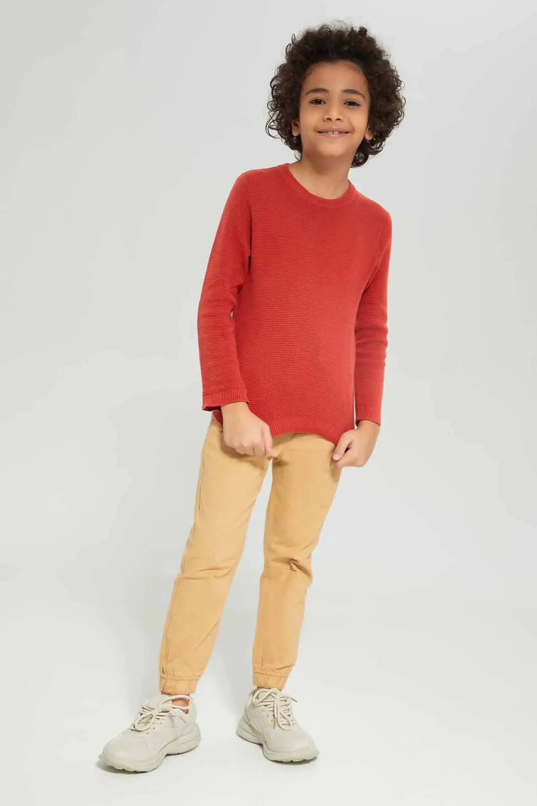 Boys Orange Knitted Jumper