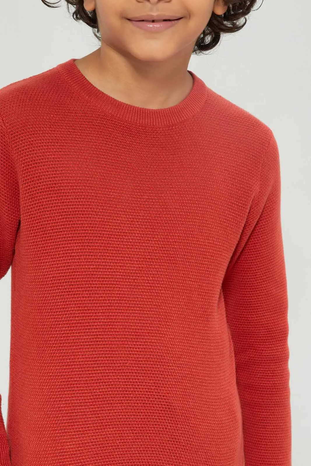 Boys Orange Knitted Jumper