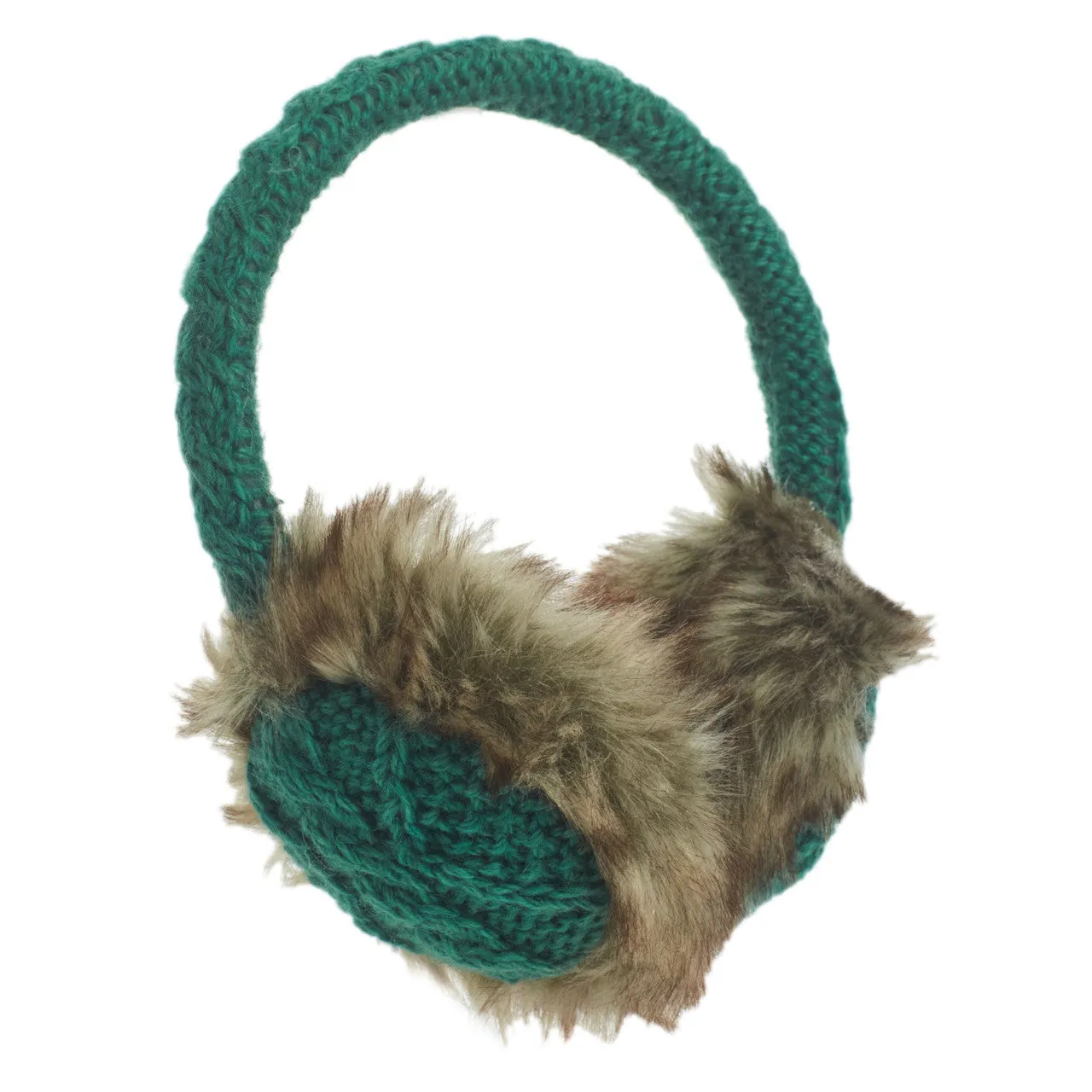 Cable Knit Adjustable Earmuffs With Faux Fur