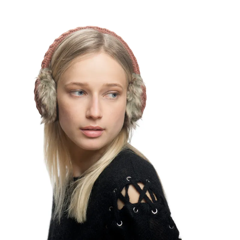 Cable Knit Adjustable Earmuffs With Faux Fur