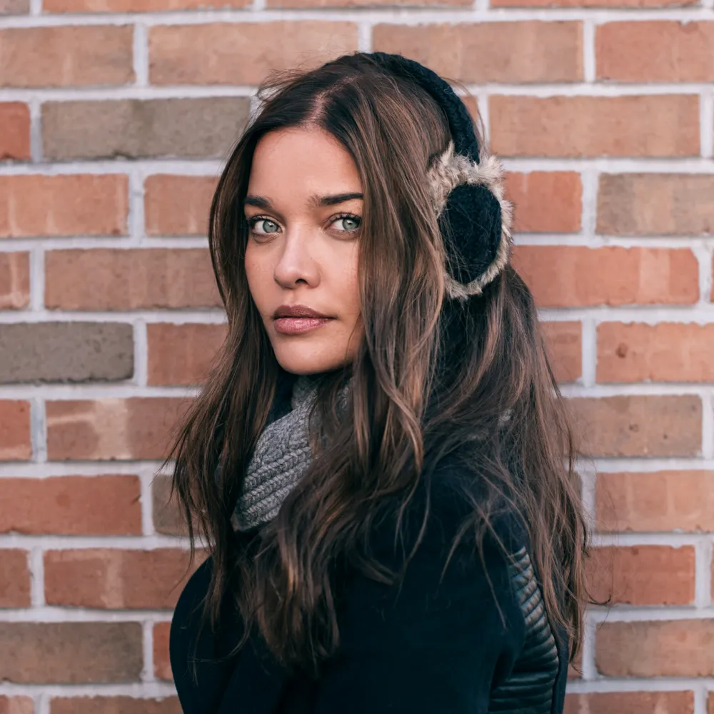 Cable Knit Adjustable Earmuffs With Faux Fur