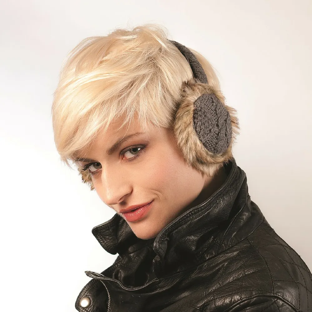 Cable Knit Adjustable Earmuffs With Faux Fur