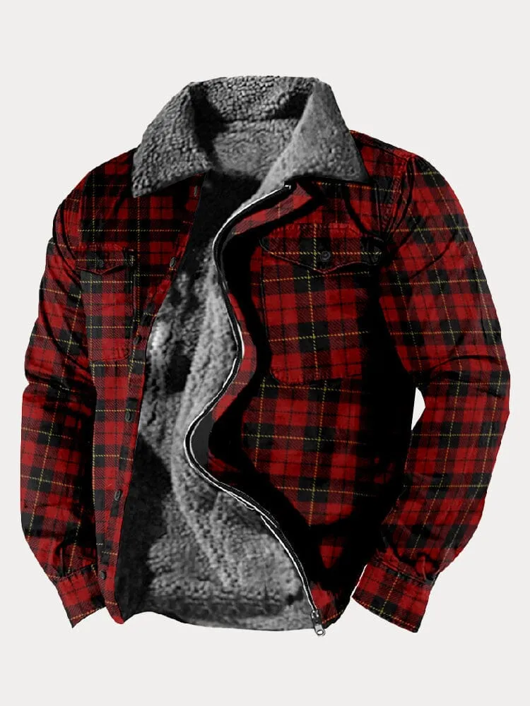 Comfy Fleece Lined Plaid Jacket