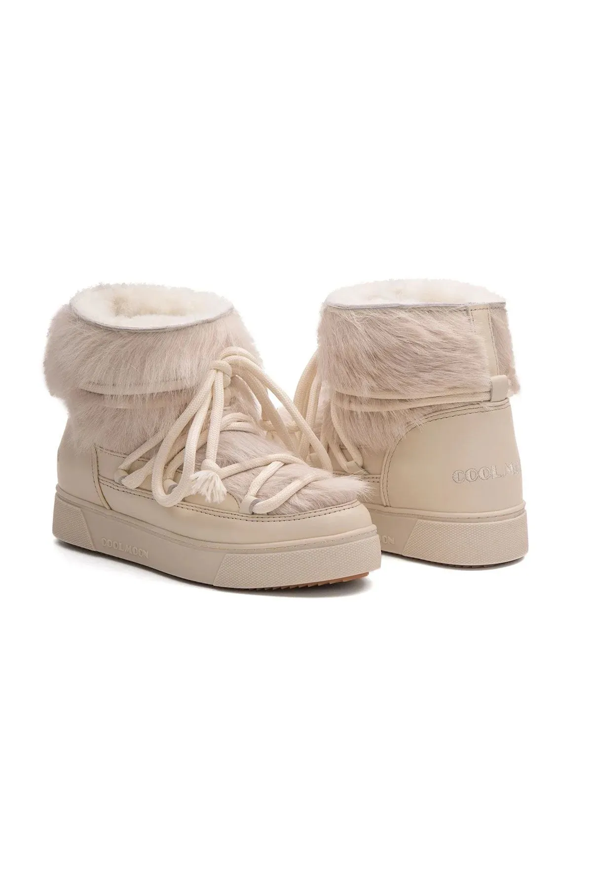 Cool Moon Women's Fur-Lined Sneaker Boot SCB 355081 Beige