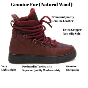 Cool Moon Women's Fur-Lined Sneaker Boot SCB 365050 Burgundy