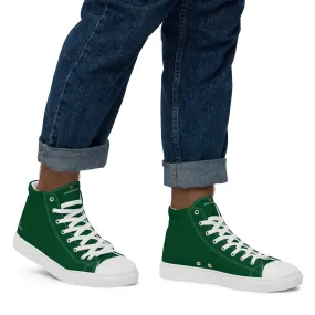 Dark Green Men's High Tops, Solid Color Men’s high top canvas shoes