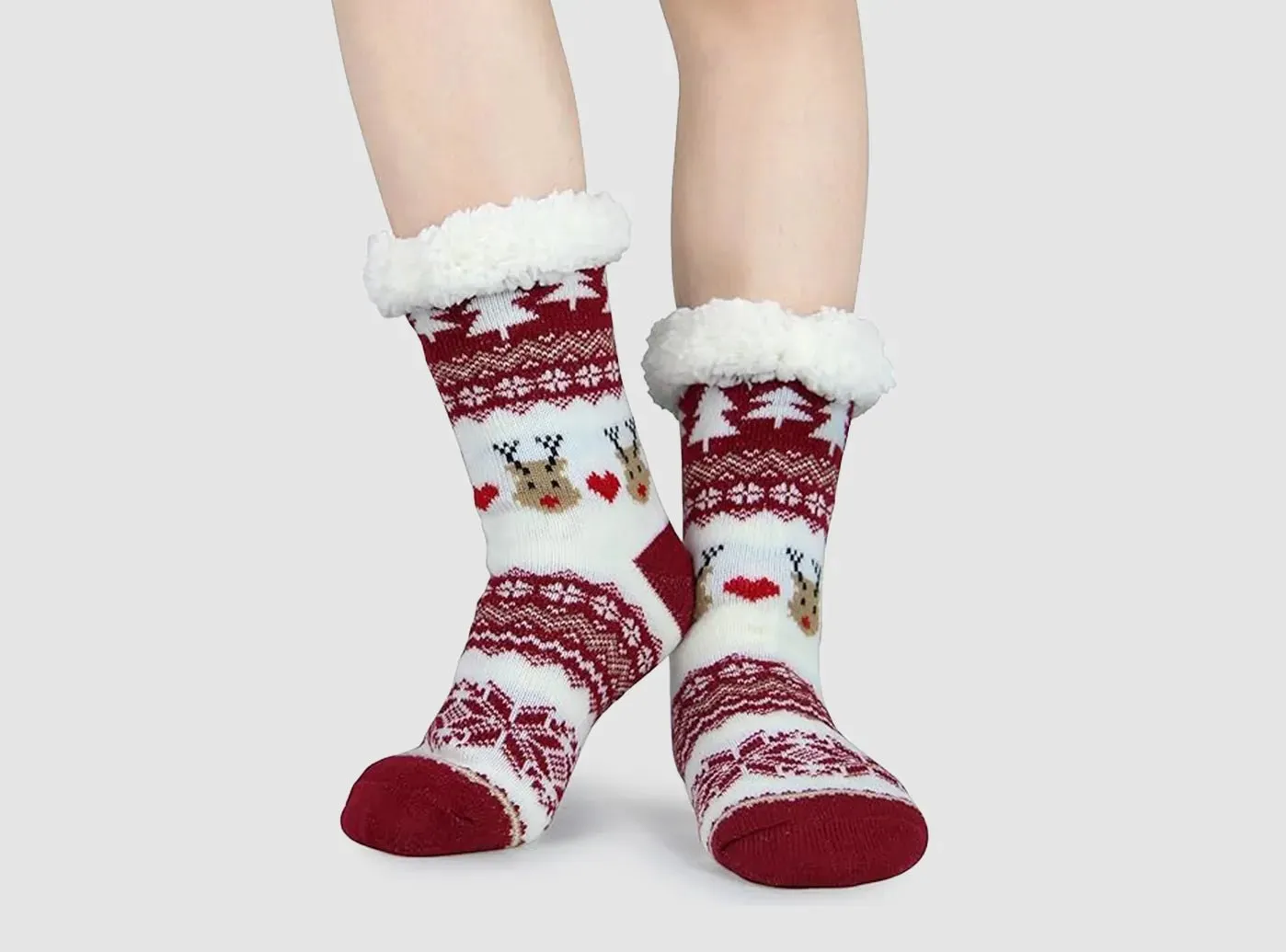 FitVille Women's Fur-lined Christmas Floor Socks