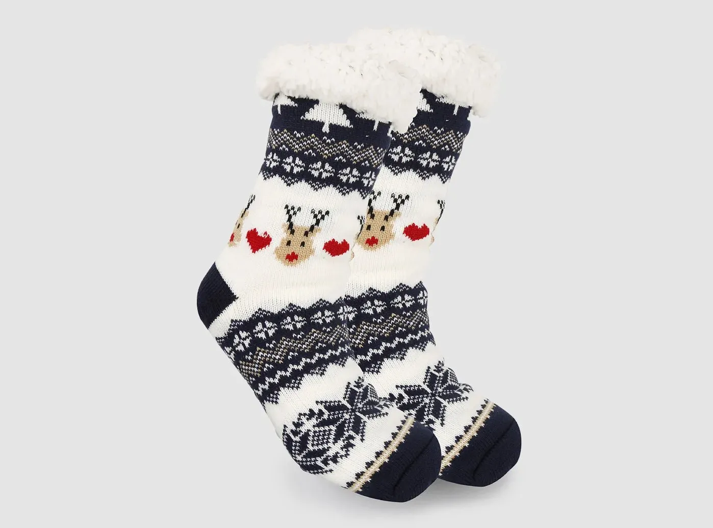 FitVille Women's Fur-lined Christmas Floor Socks