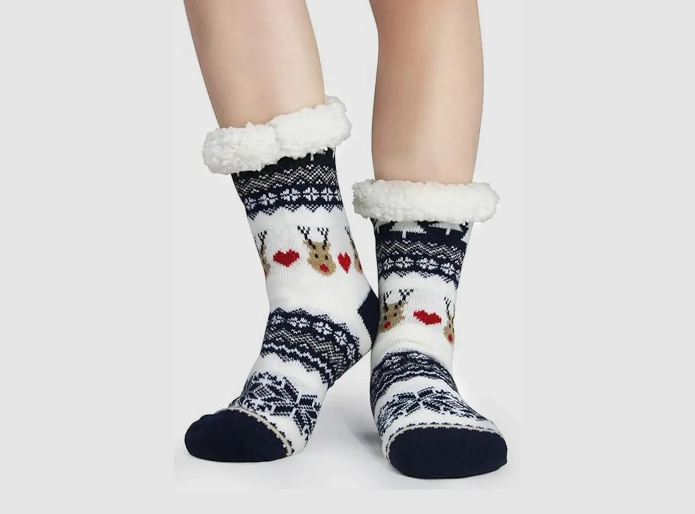 FitVille Women's Fur-lined Christmas Floor Socks