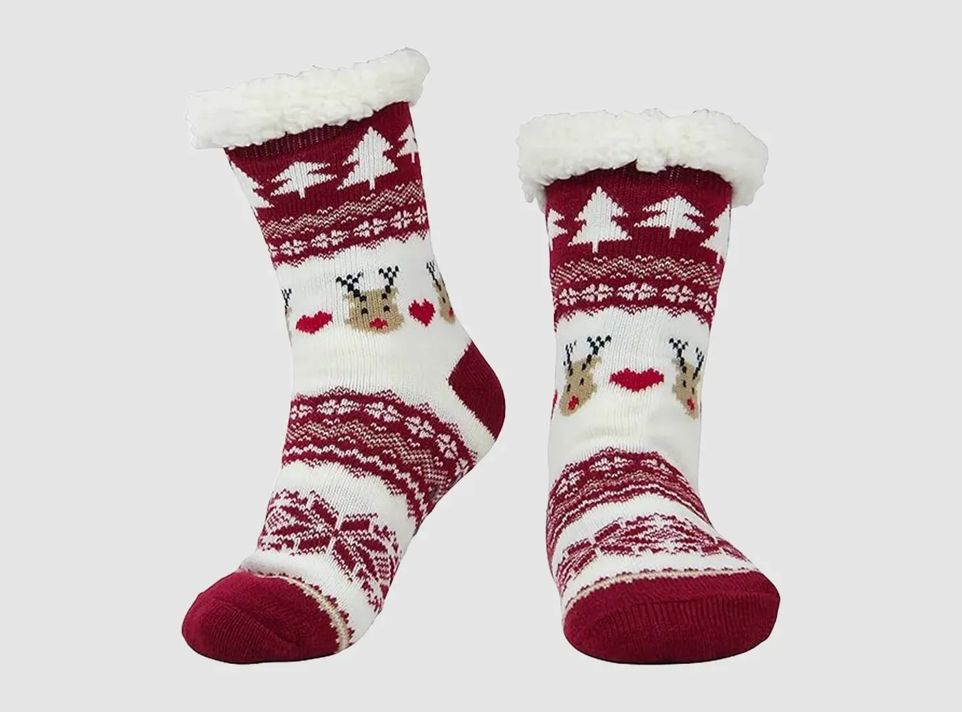 FitVille Women's Fur-lined Christmas Floor Socks