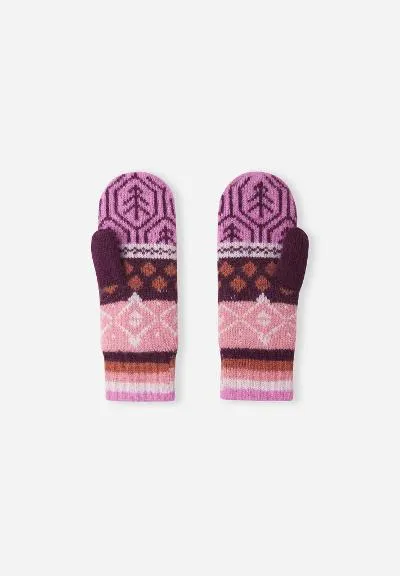 Fleece Lined Wool Mittens, Luminen Cold Pink