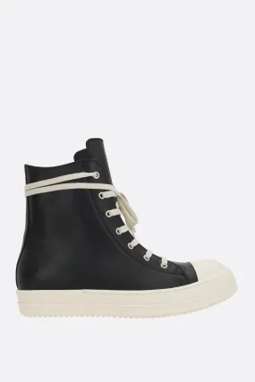 high-top sneakers in smooth leather