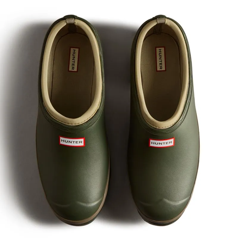 Hunter Mens Gardener Neoprene Lined Clog - Dark Olive/Clay