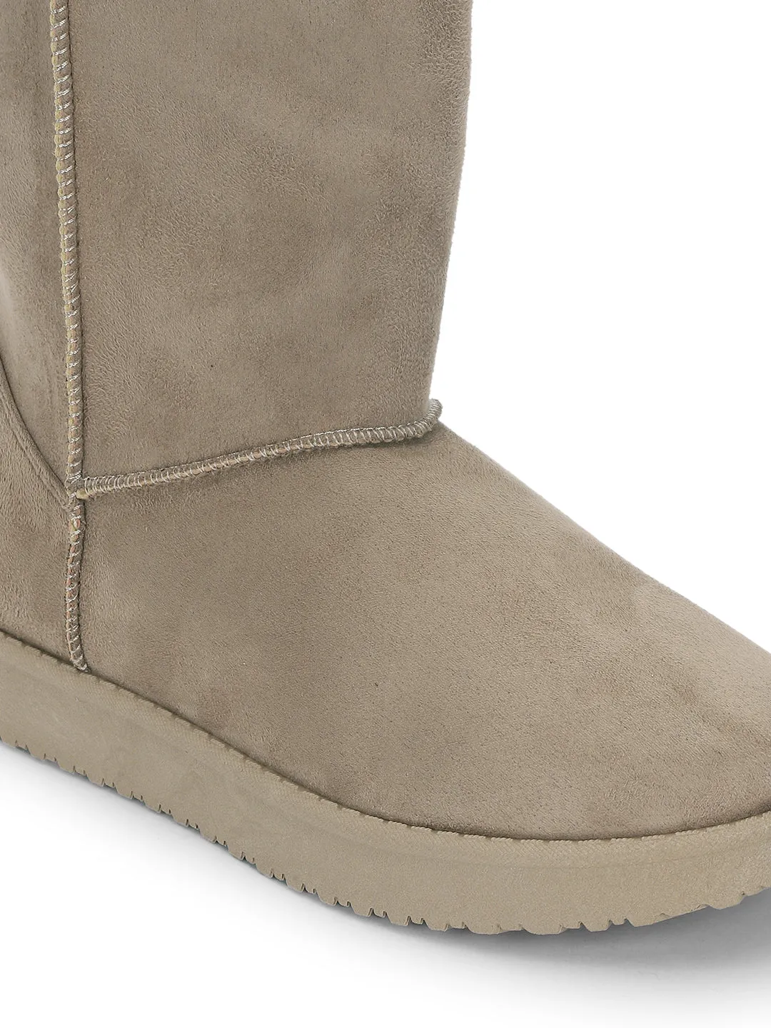 Khaki Suede Winter Stylish High Ankle Boots (TC-RS3683H-KHA)