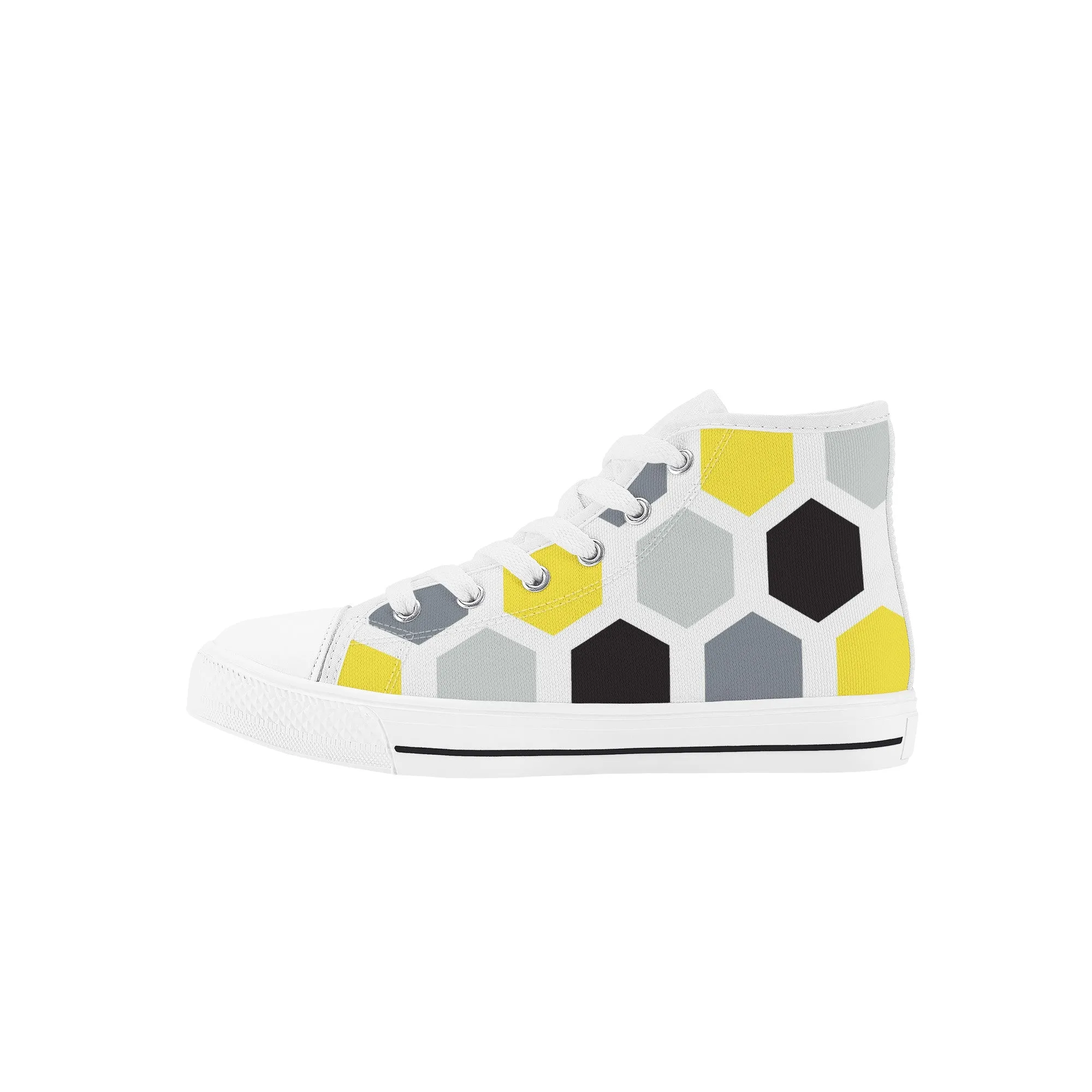 Kids High Top Sneakers - Black/Yellow