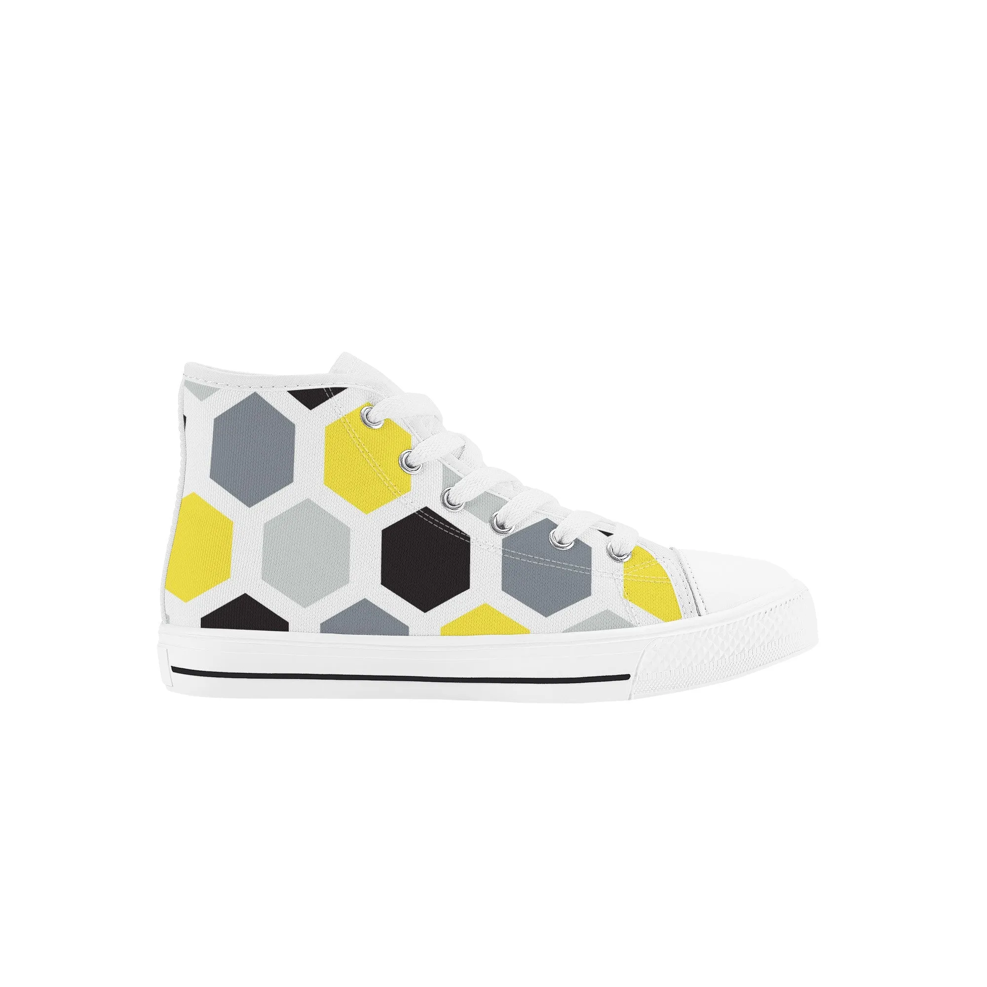 Kids High Top Sneakers - Black/Yellow