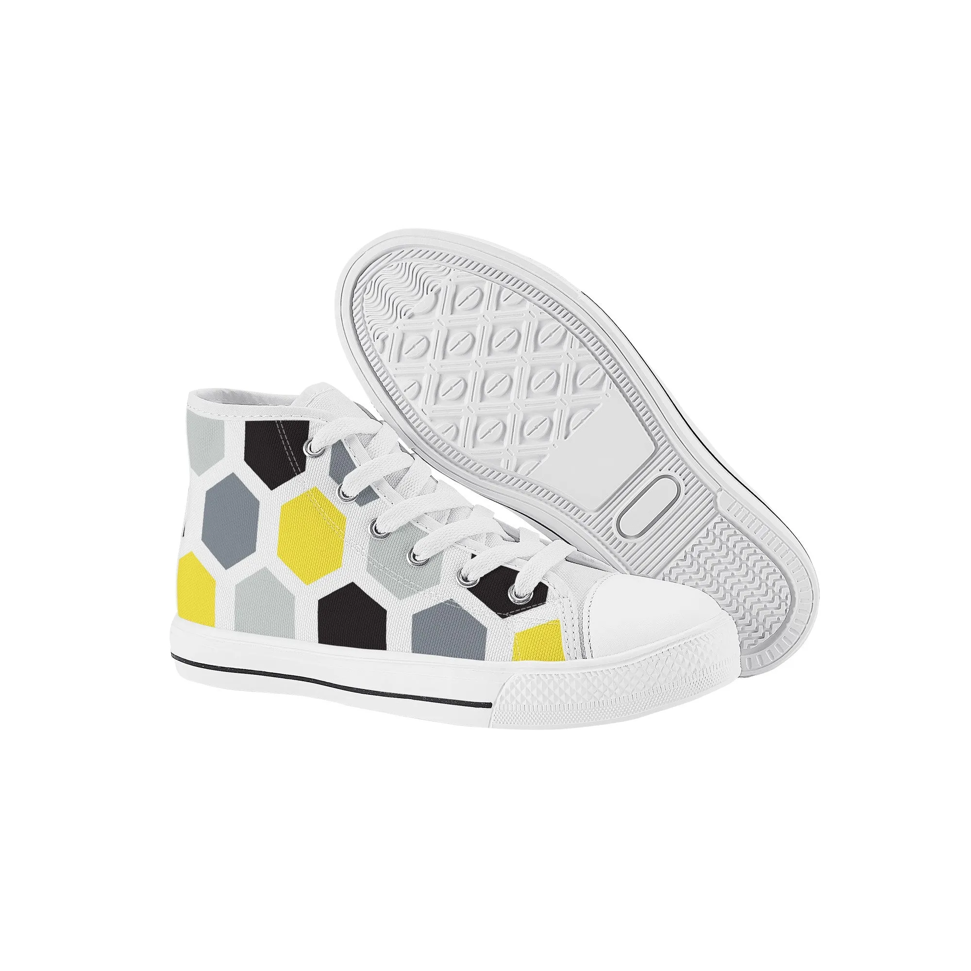 Kids High Top Sneakers - Black/Yellow