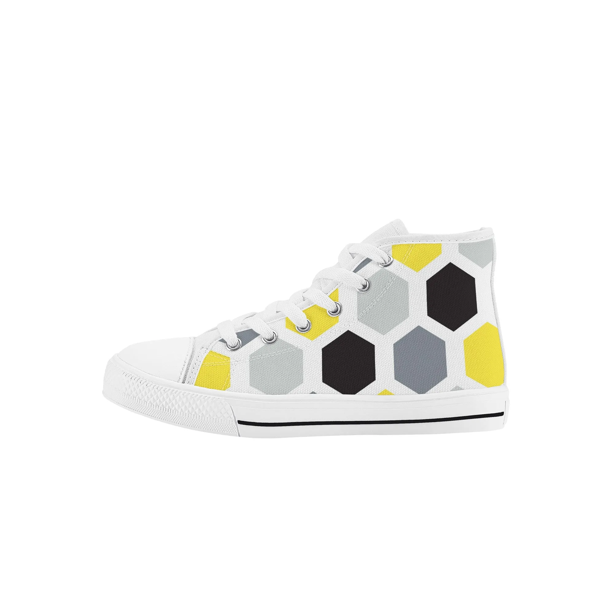 Kids High Top Sneakers - Black/Yellow