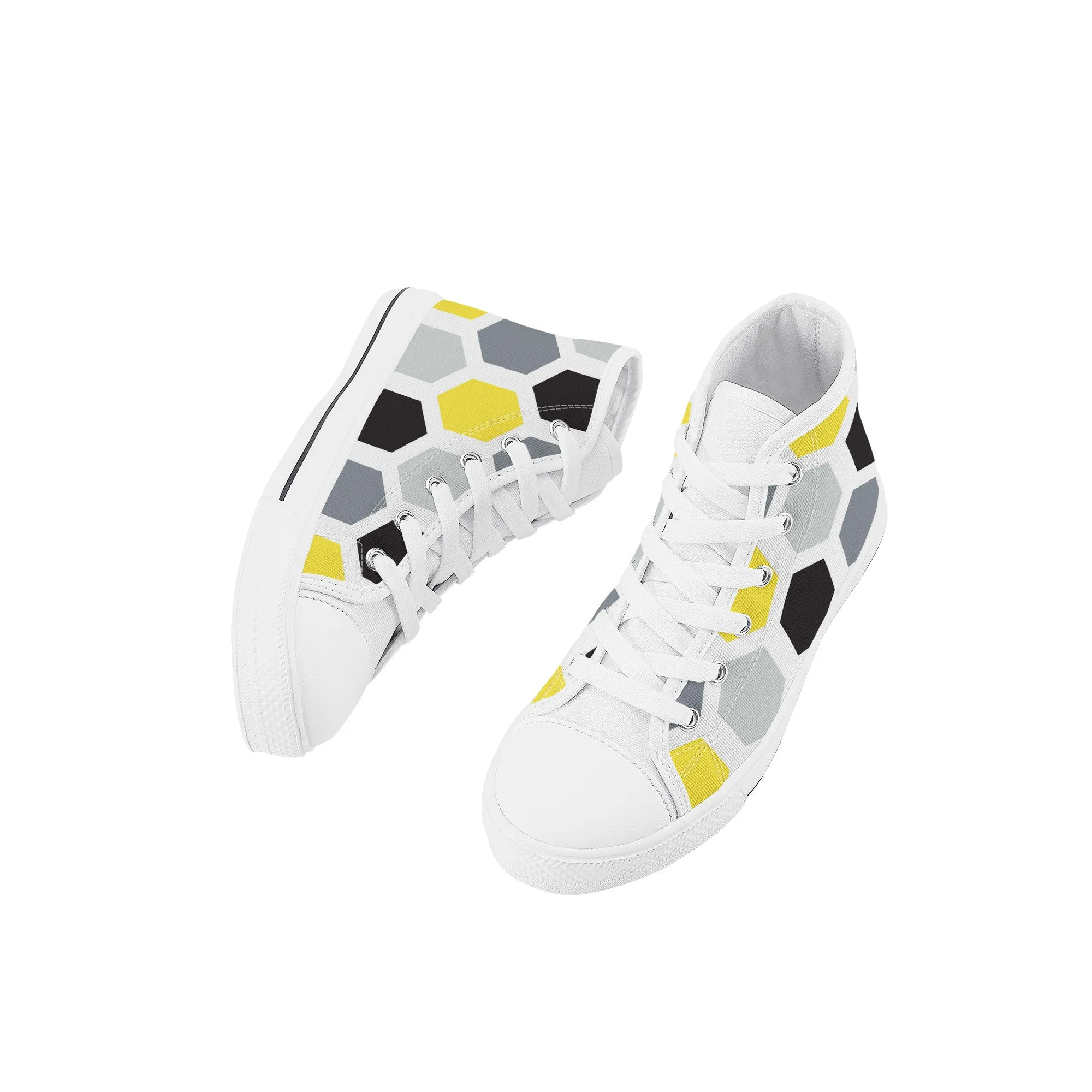 Kids High Top Sneakers - Black/Yellow