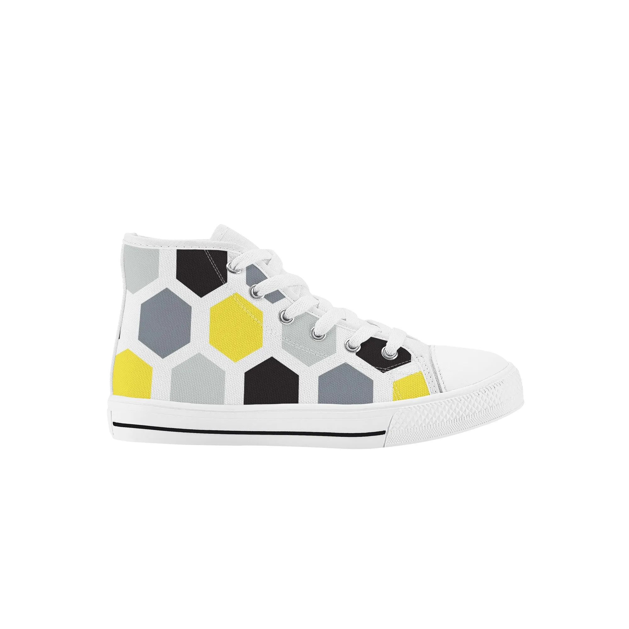 Kids High Top Sneakers - Black/Yellow