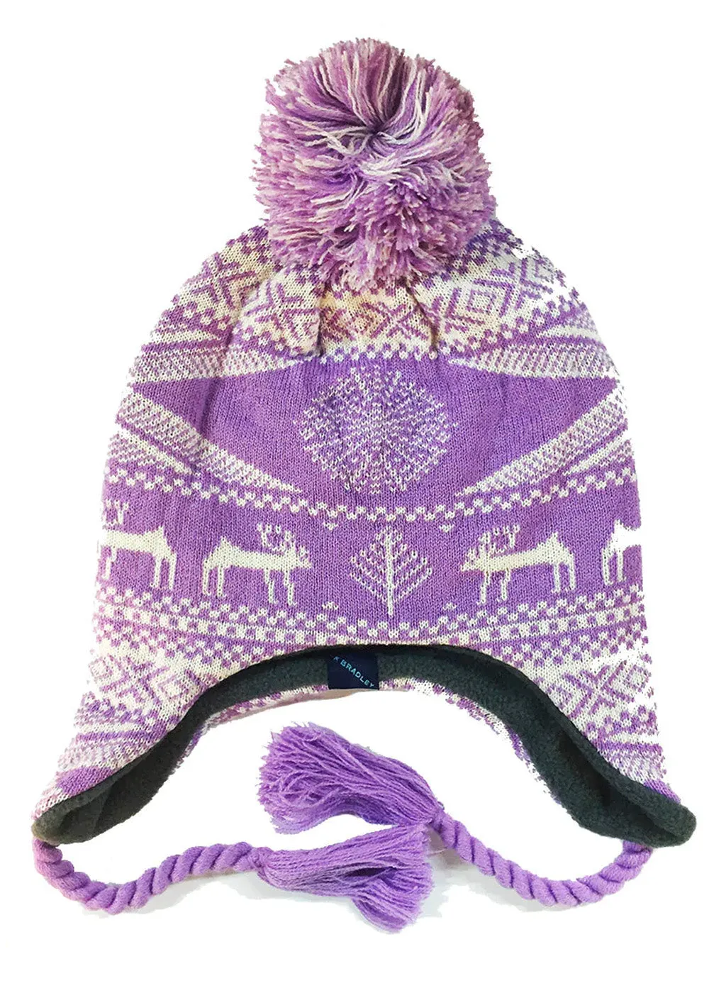 Kids' Pom Pom Hat - Pink Fair Isle