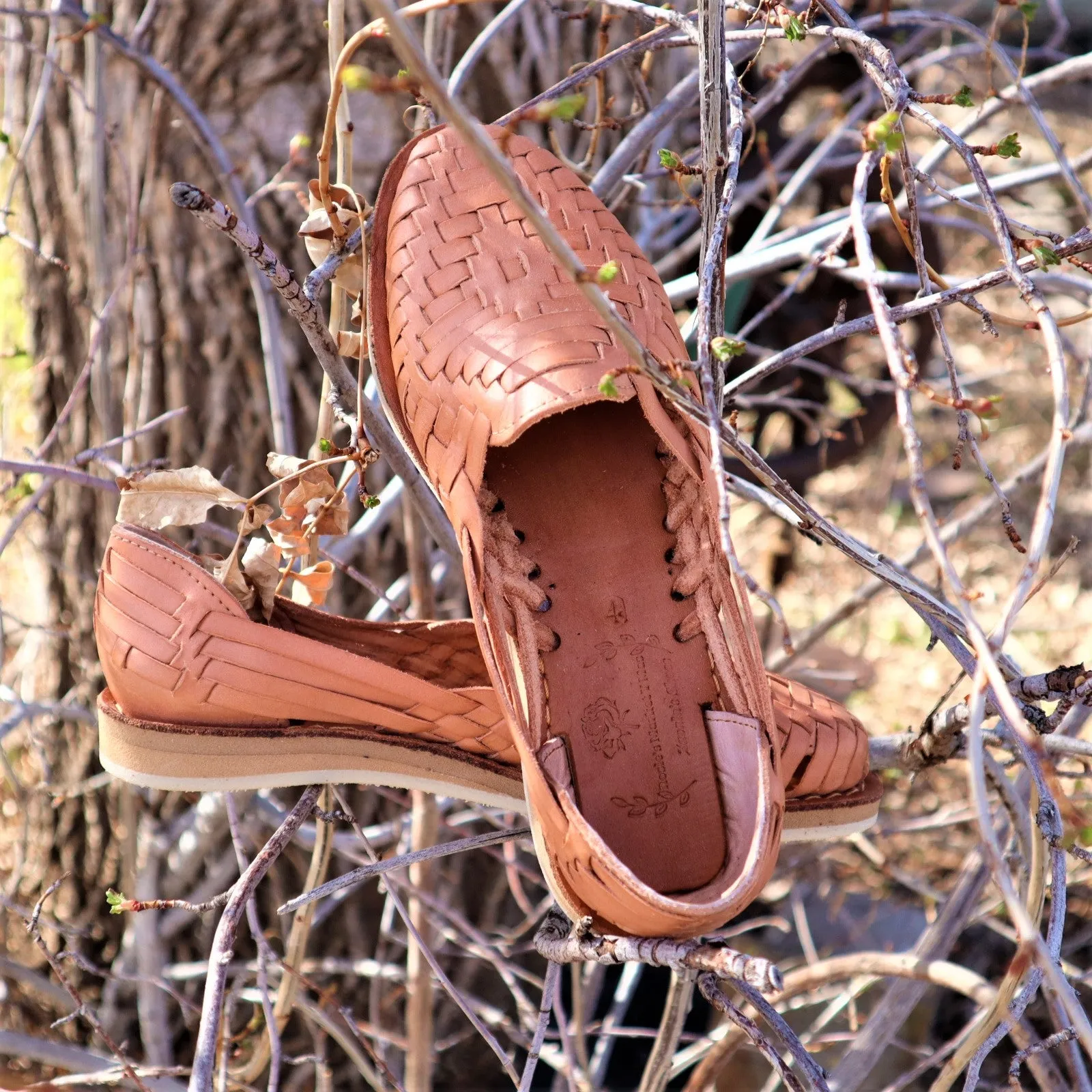 Leather Mexican Closed Toe- Tan Color Huaraches