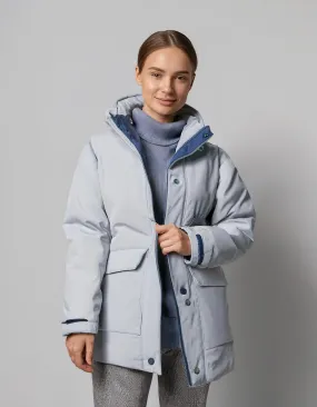 Light Blue Parka with Thick Hood and Insulation