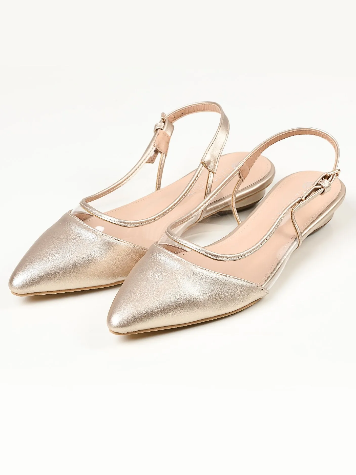 Matte Pointed Sandals - Gold