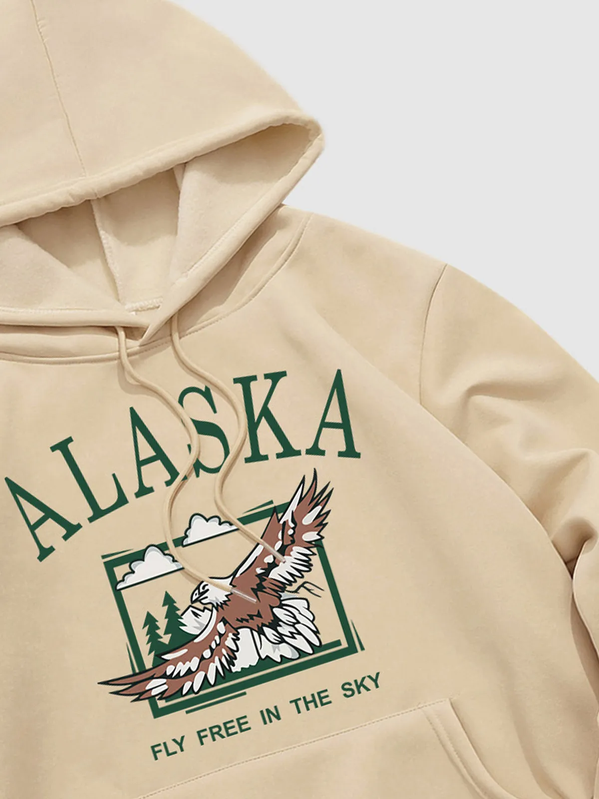 Men's Fleece-Lined Eagle Print Hoodie