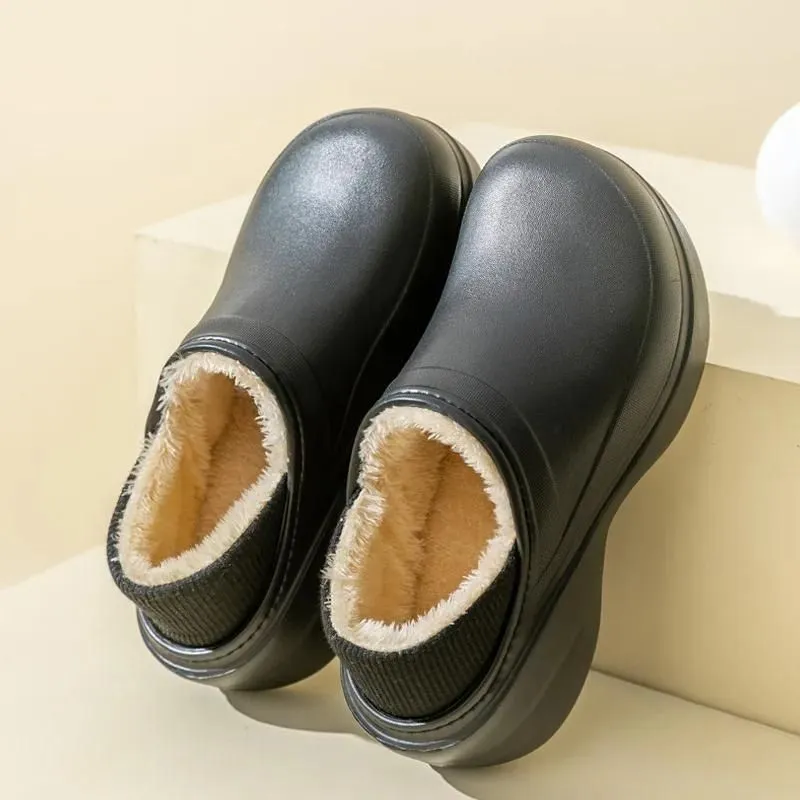 Minimalist Ergonomic Fur Lined Women's Waterproof Soft Thick Bottom Winter Clogs