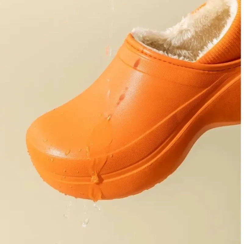 Minimalist Ergonomic Fur Lined Women's Waterproof Soft Thick Bottom Winter Clogs