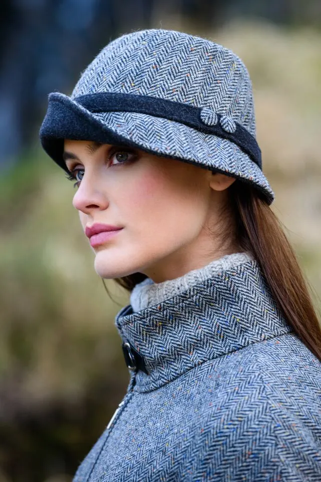 Mucros Gray Herringbone Clodagh Hat