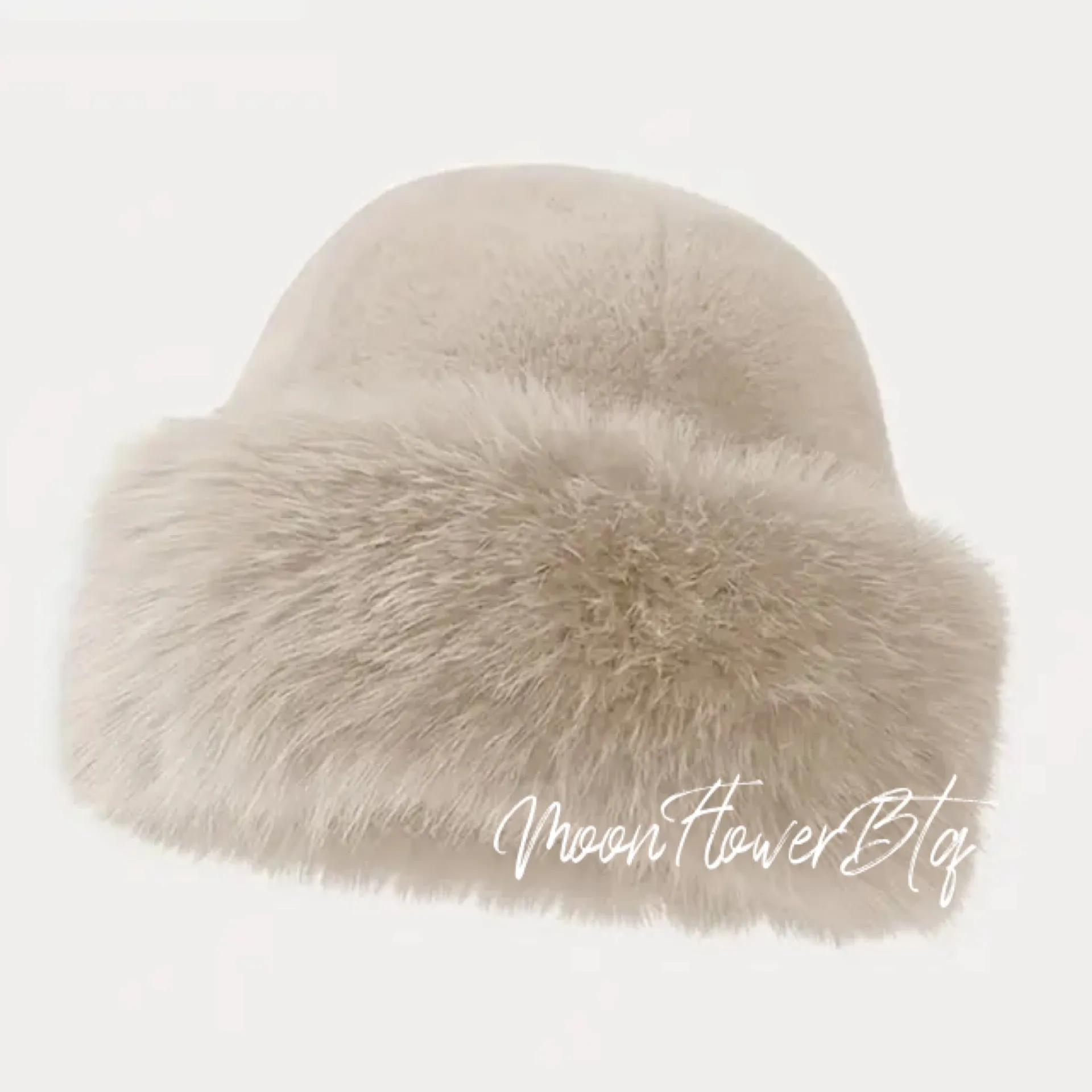 Off White Faux Fur Winter Hat