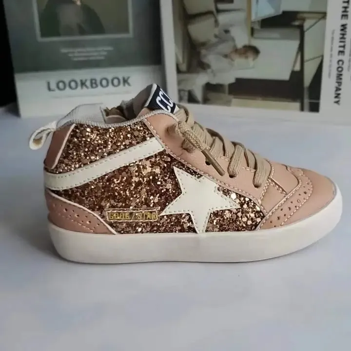 Rose gold with glitter star high top